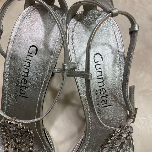 Gunmetal Rhinestone and Silver Evening Heels, Beautiful, Sz 8.5 / 39 - Picture 8 of 16